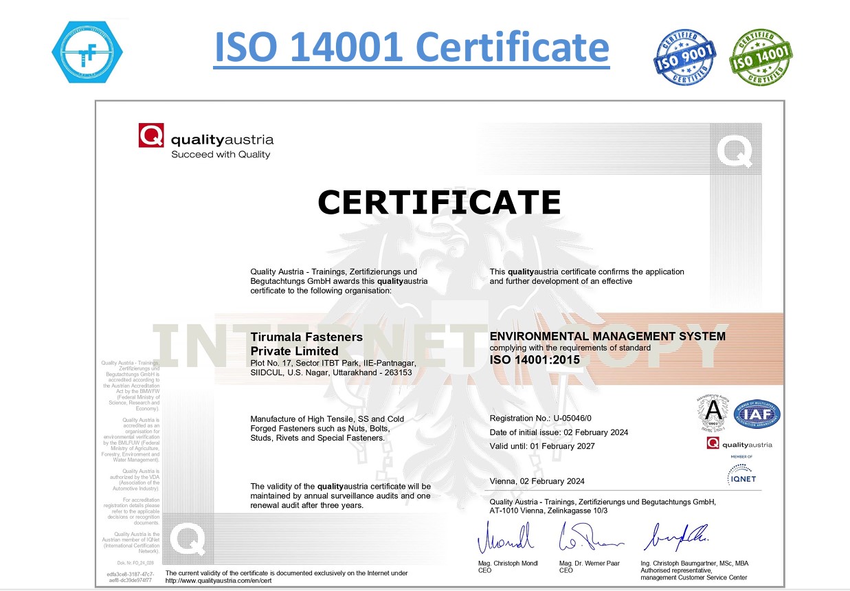 ISO 14001 Certificate